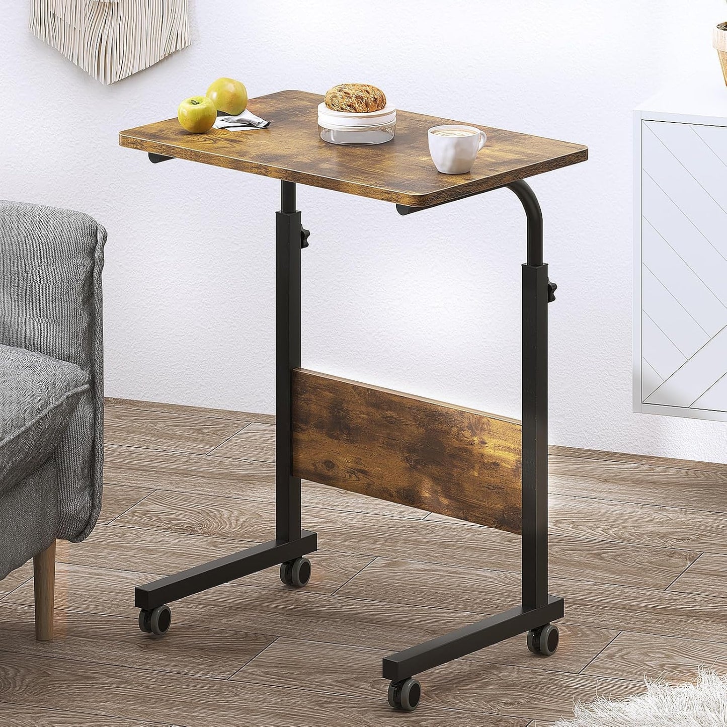23.6 Inches Sofa,DUS-05#1-60FG-FBA DlandHome Rolling Desk Mobile Standing Desk Mobile Side Table w/Wheels Adjustable
