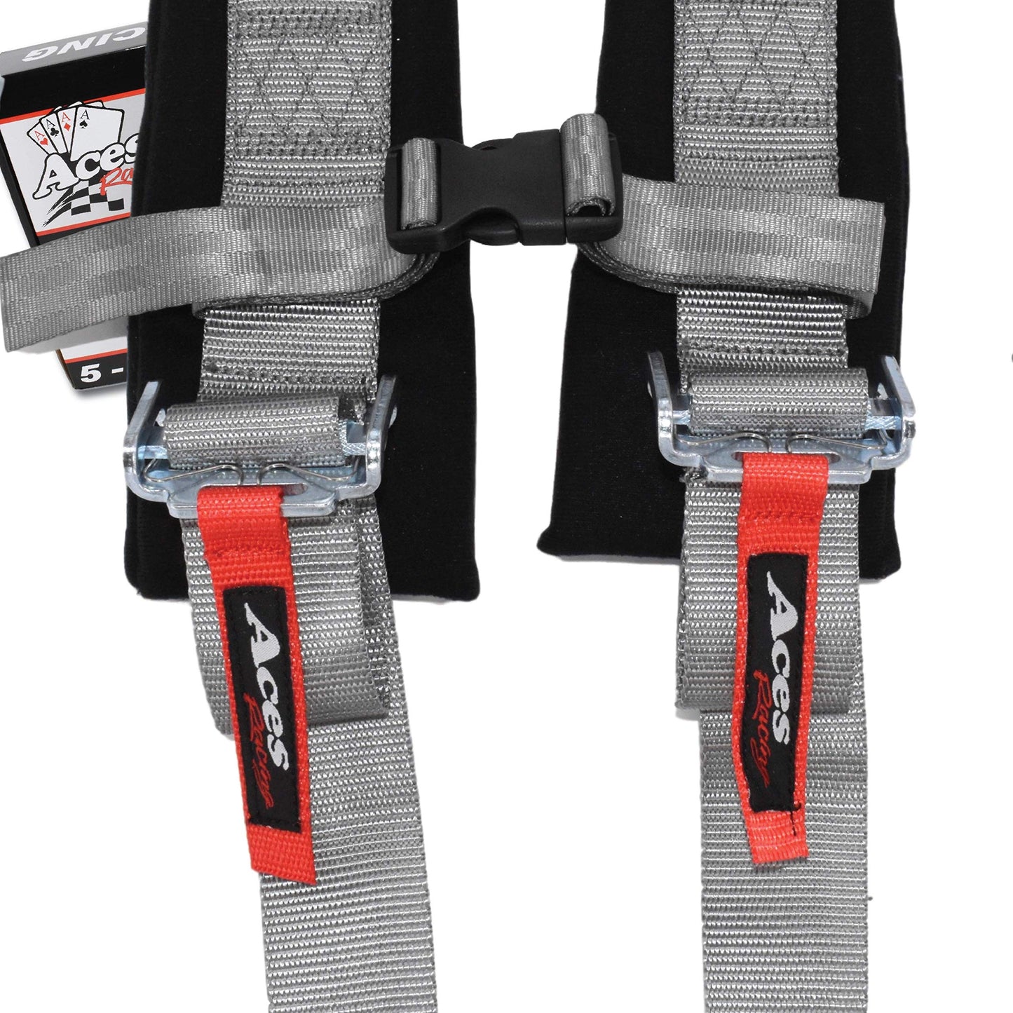 AAAA Aces Racing 5 Point Harness With 2 Inch Padding E4 Certified (Silver)