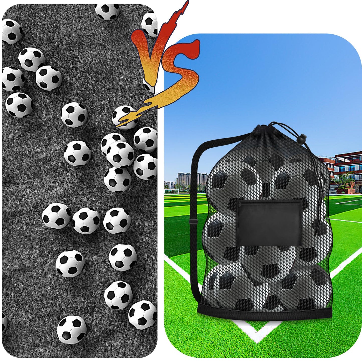 Hoiny Extra Large Soccer Ball Bag, 40" x 30" Drawstring Mesh Ball Bag with Pocket, Heavy Duty Sport Net Sack for Coaches, Storage Bag for Basketball, Volleyball, Gym Equipment, Swimming Gear (1)