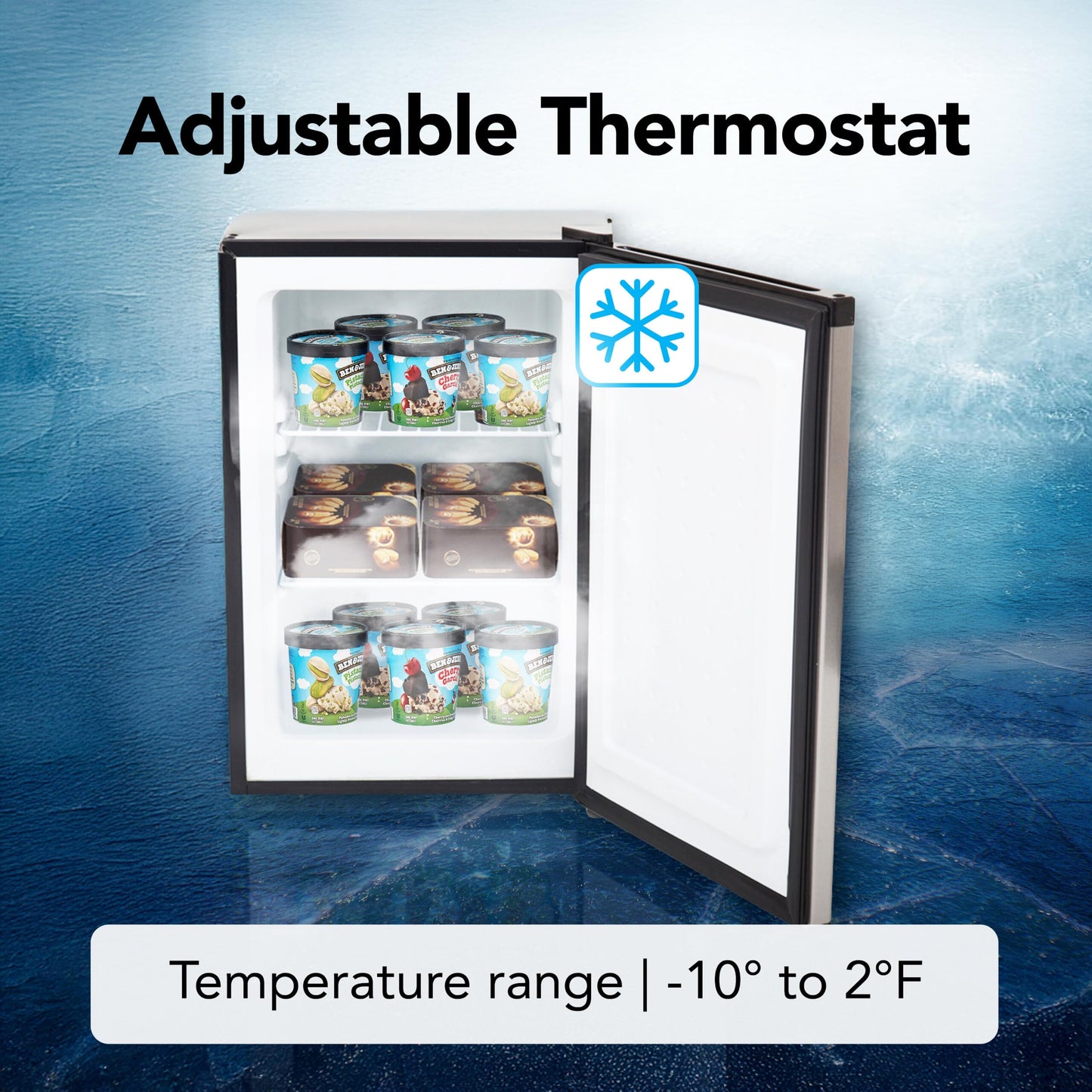 Whynter Upright Freezer with Lock, 2.1 Cu. Ft. Small Freezer Mini Freezer for Bedrooms, Dorms, Garages, Offices CUF-210SS, Stainless Steel Energy Star