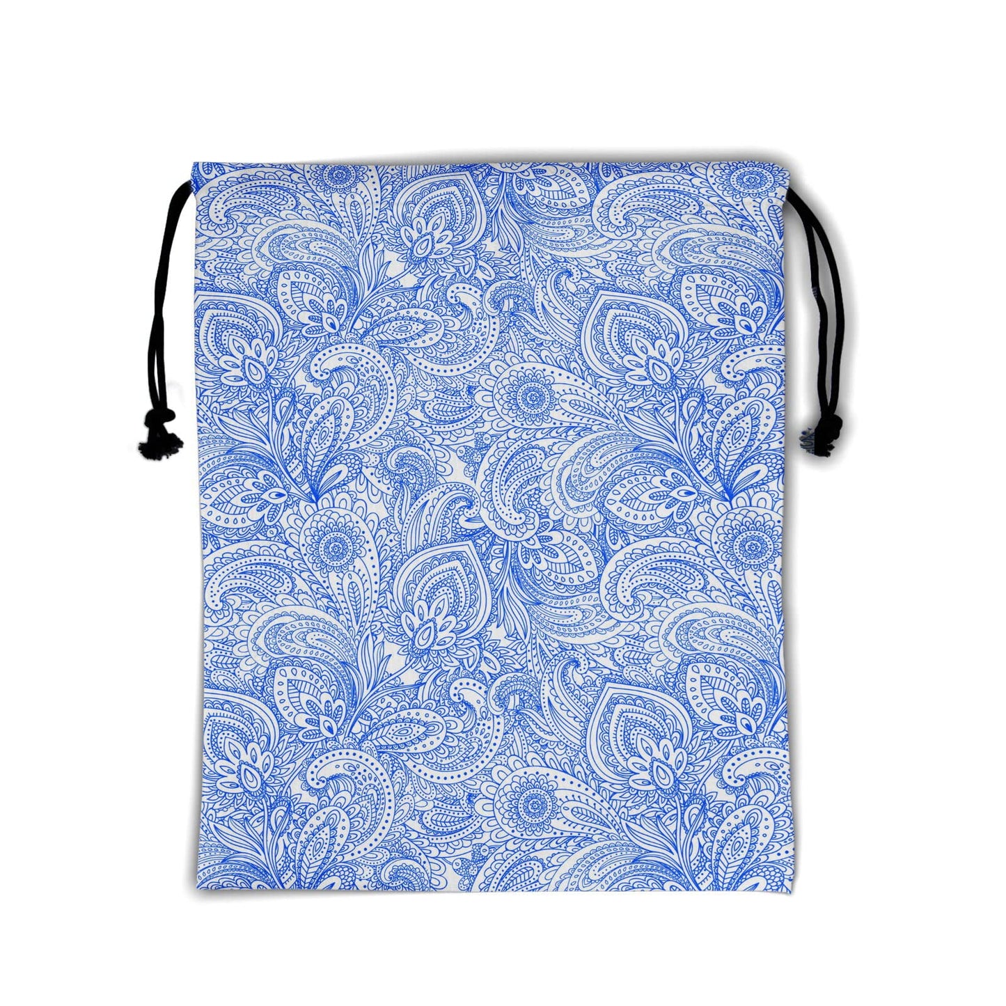 Blue White Floral Grip Bag - Traditional Flower Grip Bags for Gymnasts with Teal Flowers, Adjustable for Personal Equipment