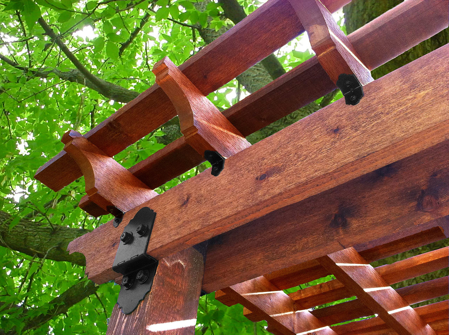 OZCO 2 Pcs Laredo Sunset Post to Beam Connector 8" | Decorative Post to Beam Bracket for Pergola, Pavilion, Deck and Outdoor Wood Structures | Powder-Coated Galvanized Steel Hardware