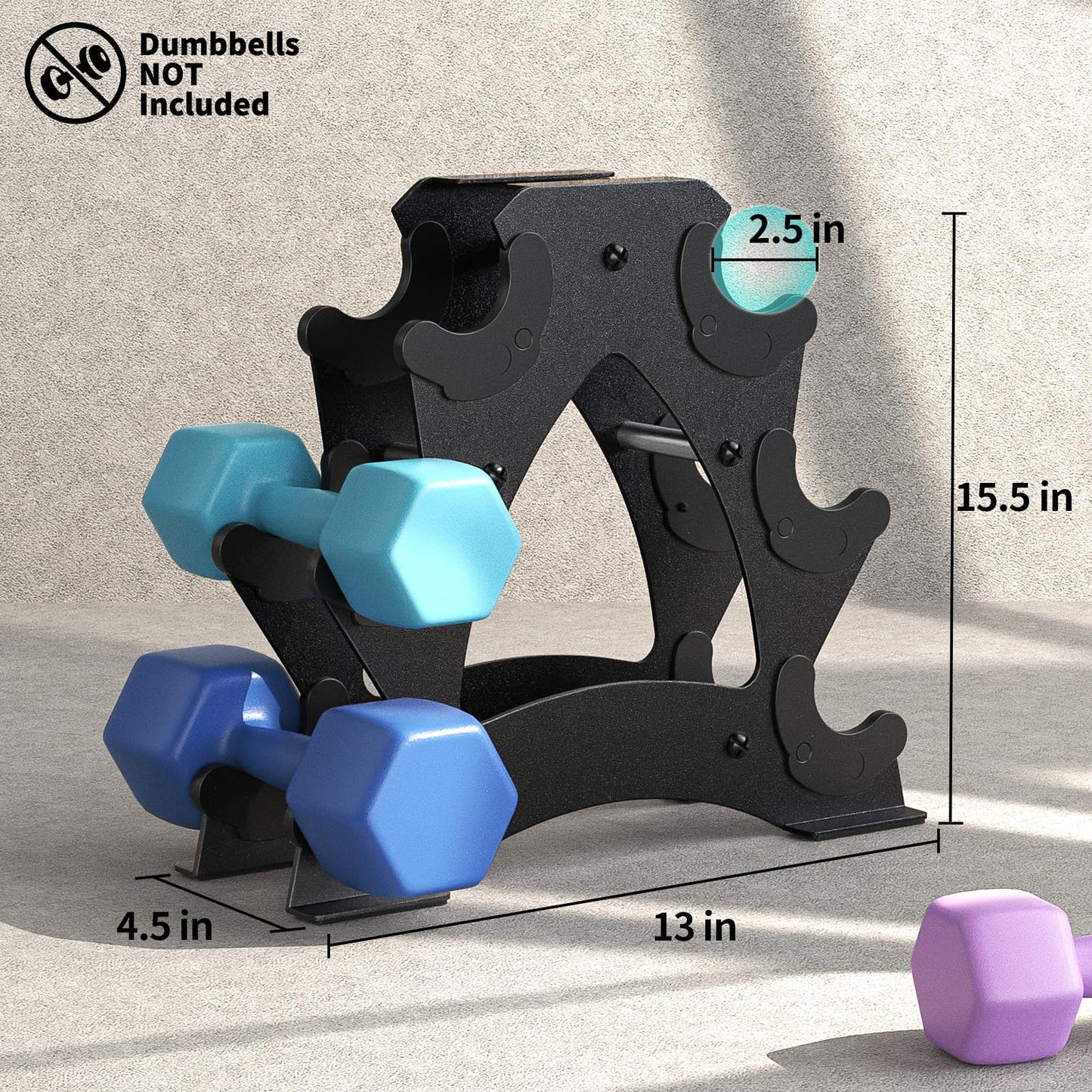 Strifuture Dumbbell Rack Stand Only - Heavy Duty Weight Rack for Home Gym Organization, Compact Dumbbell Stand for Space Saving, Small Weight Storage for 1-15 LB Dumbbells in Home/Office/Studio