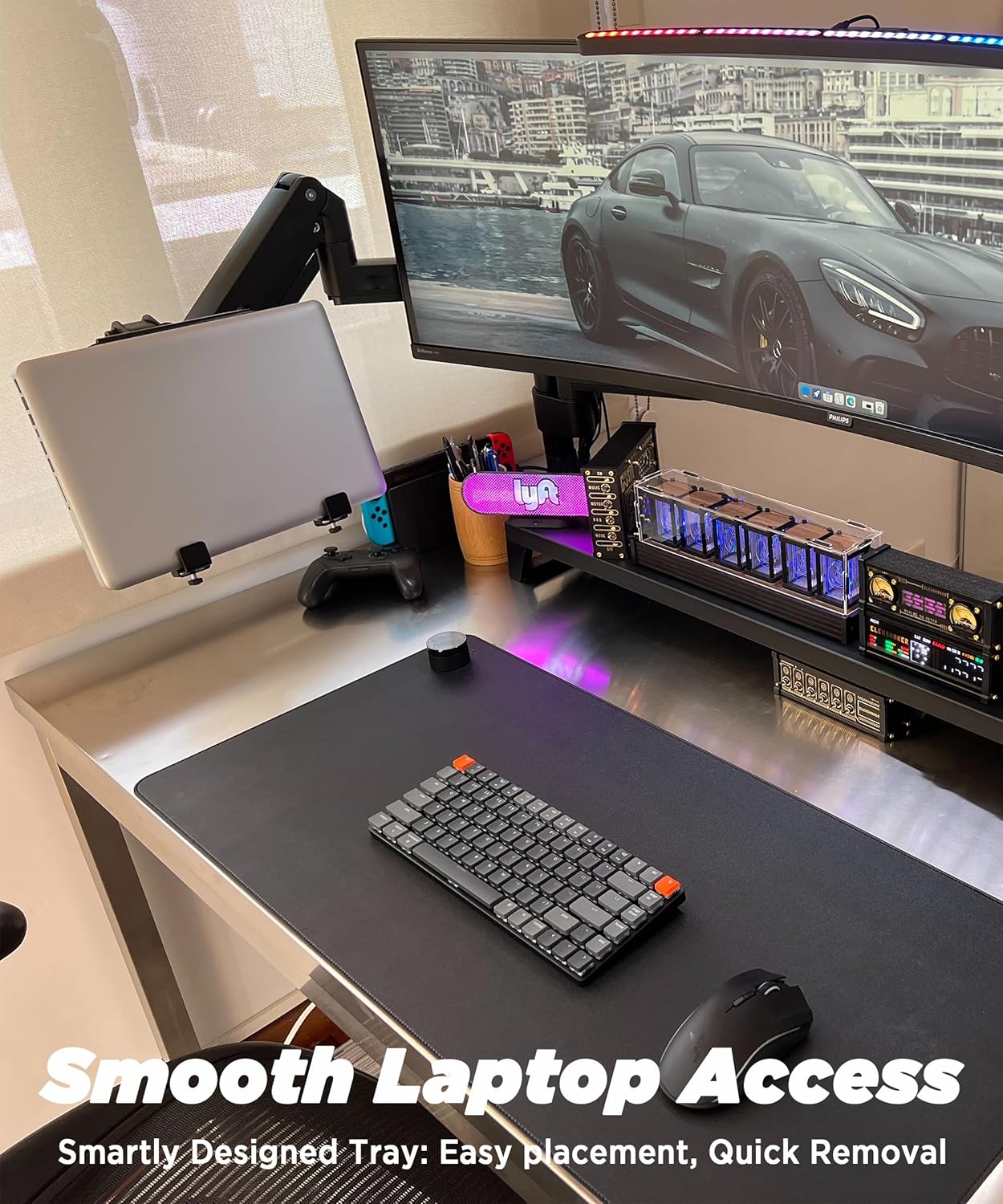 ULTRARM 75/100 29lbs Laptop Tray Steel Notebook Holder for Monitor Arm Desk Mount Stand Fits VESA Mounting Holes