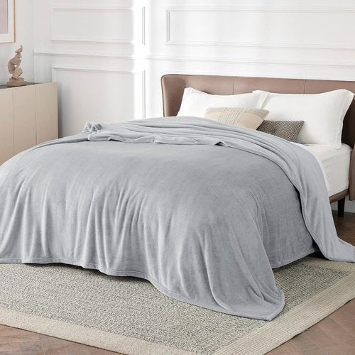 Bedsure GentleSoft Fleece Blanket - Lightweight Plush Cozy King Size in Light Grey, 102x96 Inches