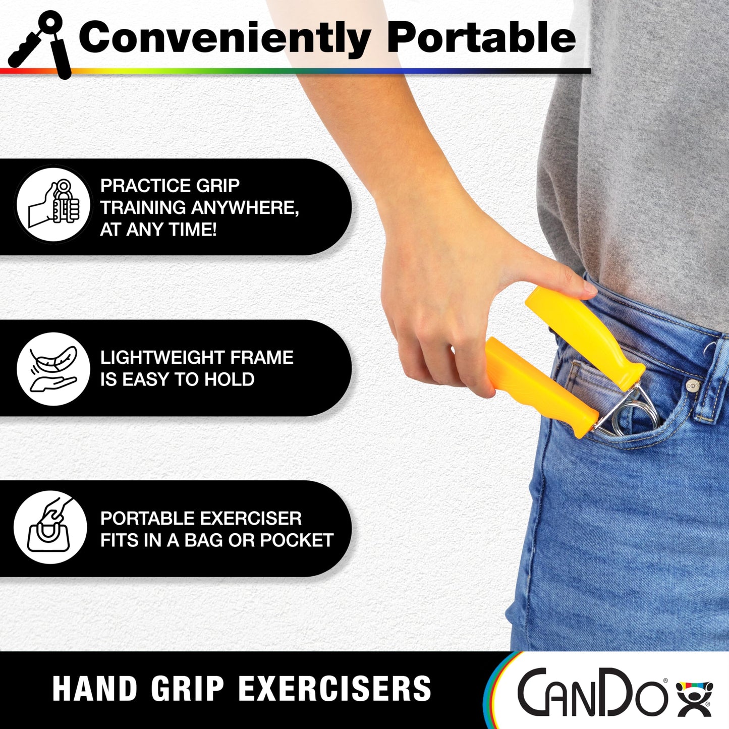 CanDo Hand Grip Exerciser Pair - Black, X-Heavy - 48 lb