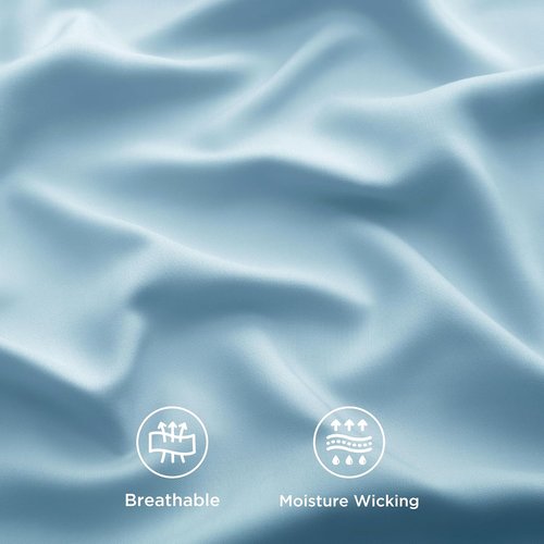 Bedsure King Size Cooling Sheets Set - Breathable & Soft Rayon from Bamboo, Deep Pocket Up to 16 Inches, Aqua