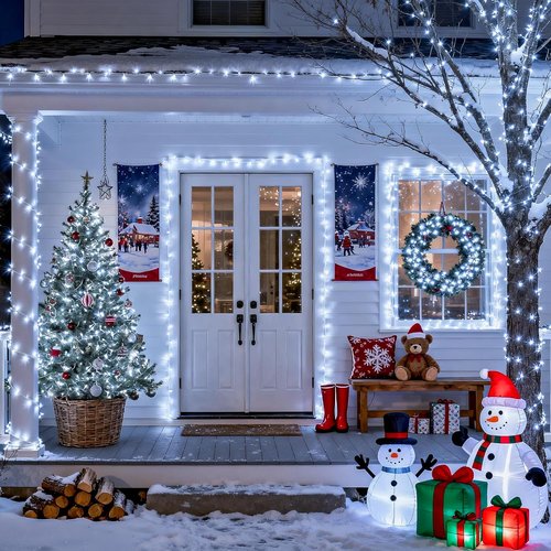 JMEXSUSS 66ft 200 LED White Christmas Lights - Connectable Twinkle String Lights for Indoor/Outdoor Use