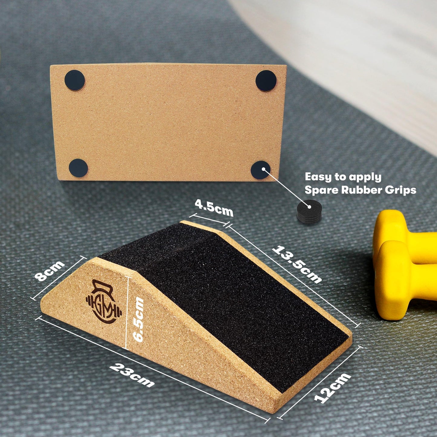 GENMERCH Cork Squat Wedge 2PCS | Squat Wedges for Weightlifting | Anti-slip Enhanced Grip Surface | Squat Wedge Calf Raise Yoga Block