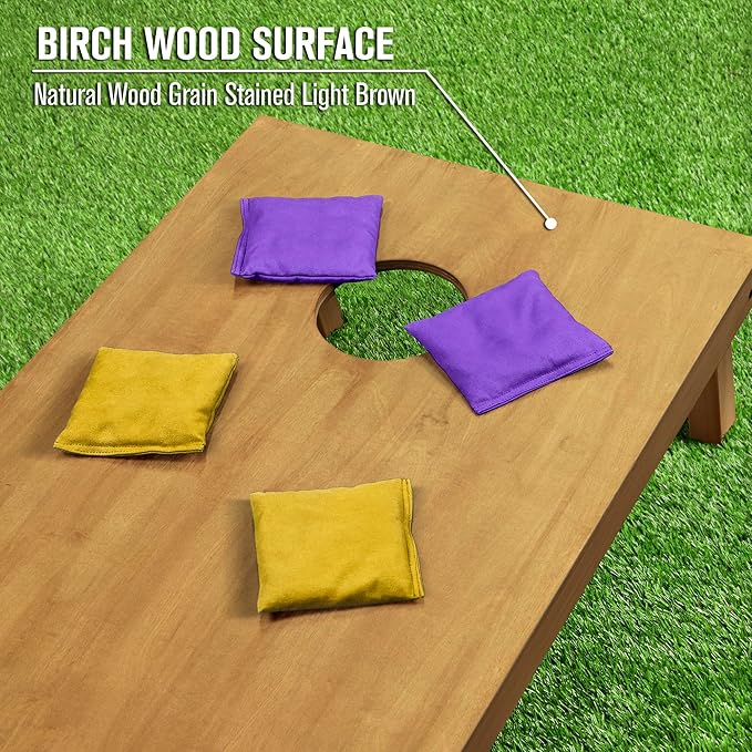 GoSports 4 ft x 2 ft Regulation Size Wooden Cornhole Boards Set - Includes Carrying Case - Full Regulation Size Bean Bag Toss Boards