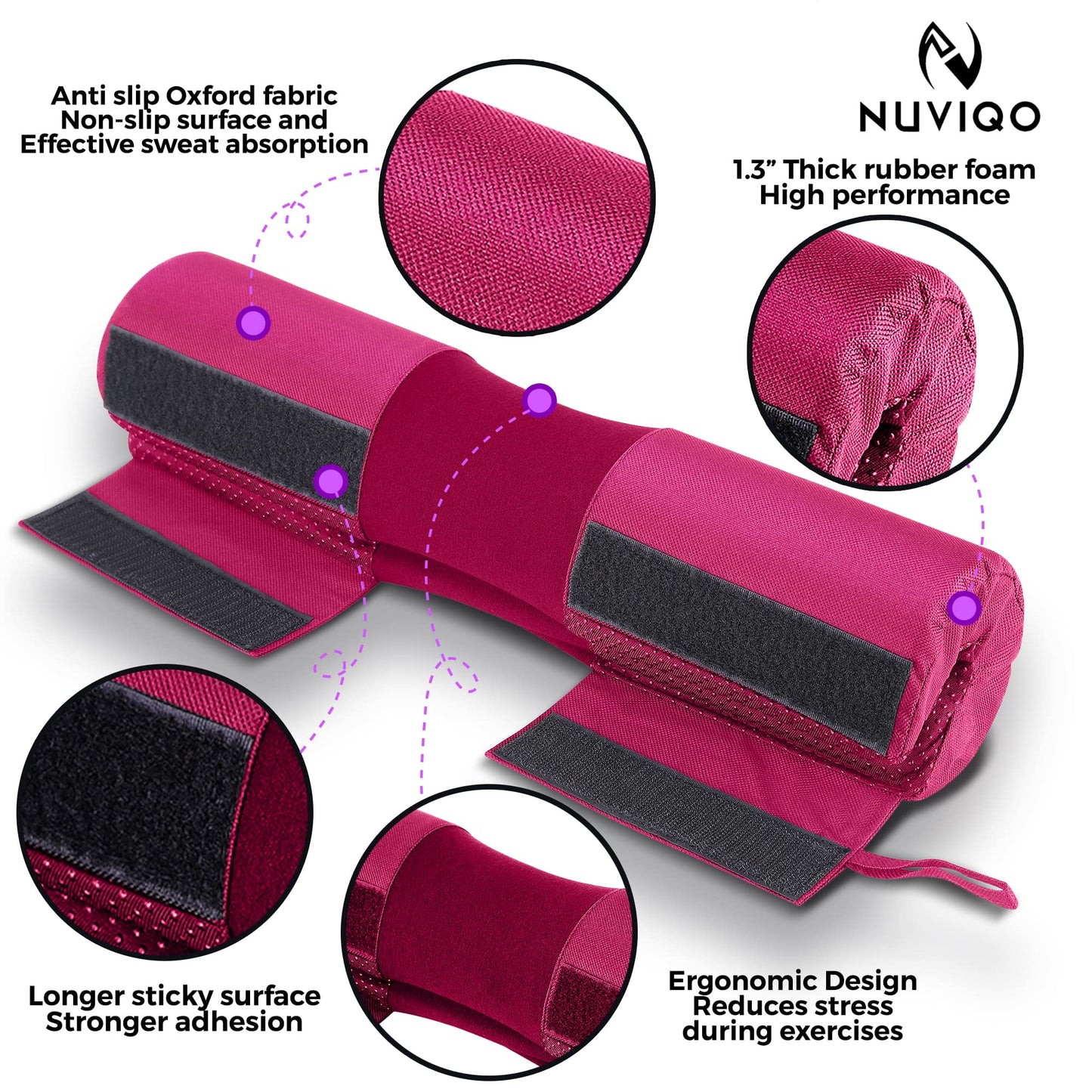 Barbell Pad Squat Pad for Lunges and Squats - Hip Thrust Pad for Standard and Olympic Bars - Provides Cushion to Neck and Shoulders While Training (PINK)