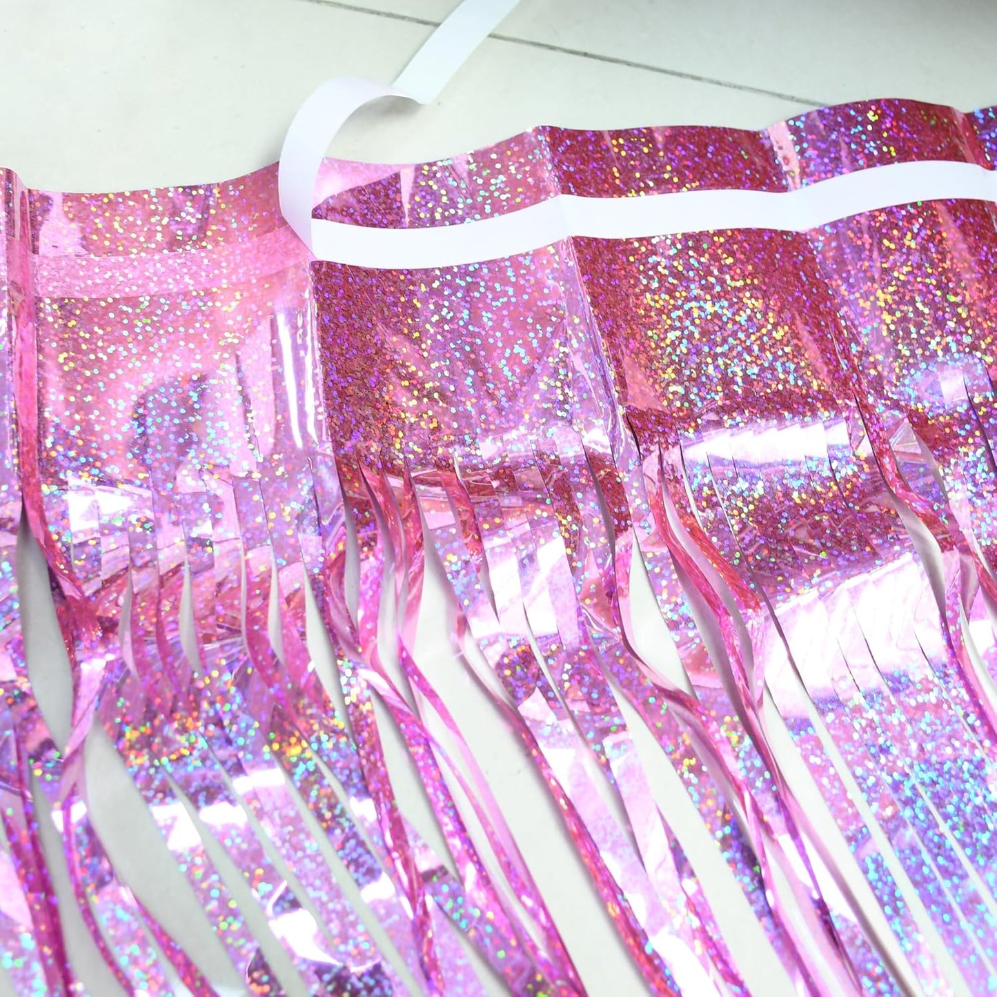 Pink Tinsel Fringe Backdrop by [Brand Name] - Sparkly Foil Curtains for Birthdays & Parties | 2 Pack, 3.3×8.2ft