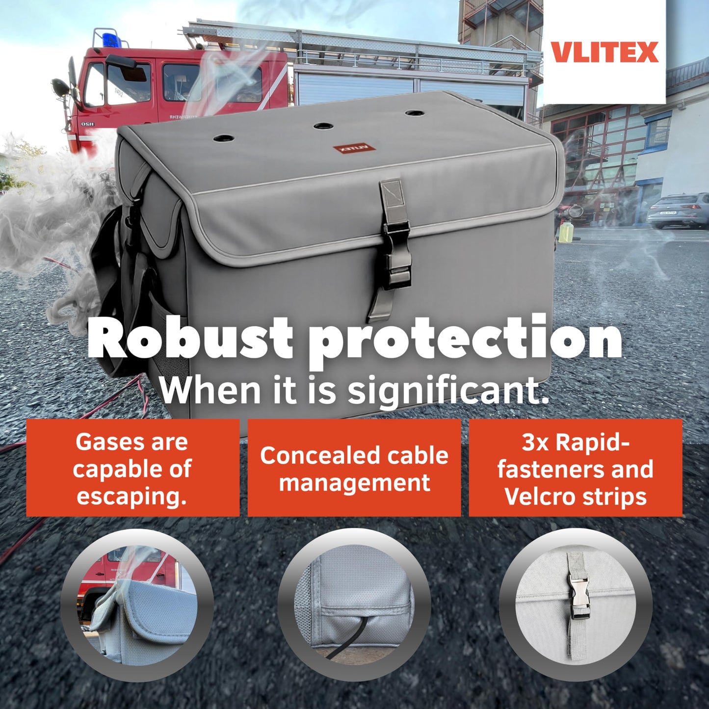 VLITEX Lithium Battery Storage Box XL (Extra Large) | Engineered in Germany | Fireproof E-Fiberglass & Silicone Fabric | Certified Lipo Safe Bag Container