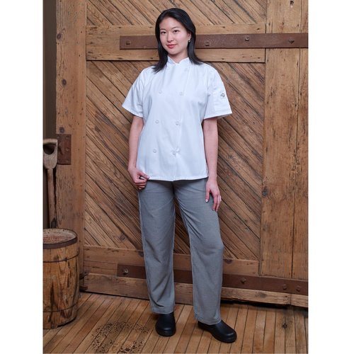 Mercer Culinary M61040WHM Genesis Women's Chef Jacket with Cloth Knot Buttons, Medium, White