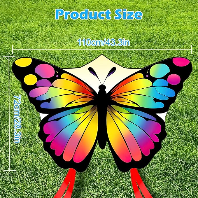 Colorful Butterfly Kites for Kids and Adults, Big Kids Kites Easy to Fly, Beach Kite for Adults,Perfect Family Kite for Parks and Outdoor Activities,50M String Handle Included,1 Pack