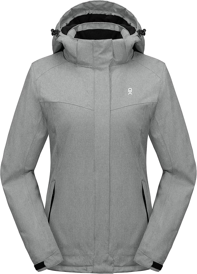 Little Donkey Andy Women's Waterproof Hiking Skiing Jacket with Removable Hood, Fleece Lined Winter Warm Rain Coat