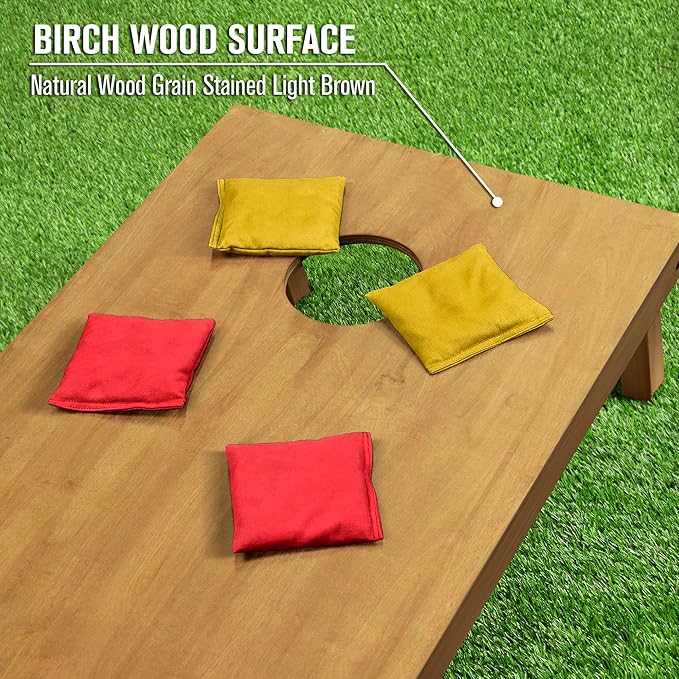 GoSports 4 ft x 2 ft Regulation Size Wooden Cornhole Boards Set - Includes Carrying Case - Full Regulation Size Bean Bag Toss Boards