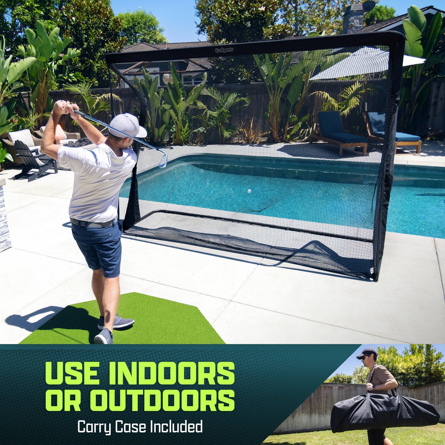 GoSports Elite Golf Practice Net with Steel Frame - 10 ft Size