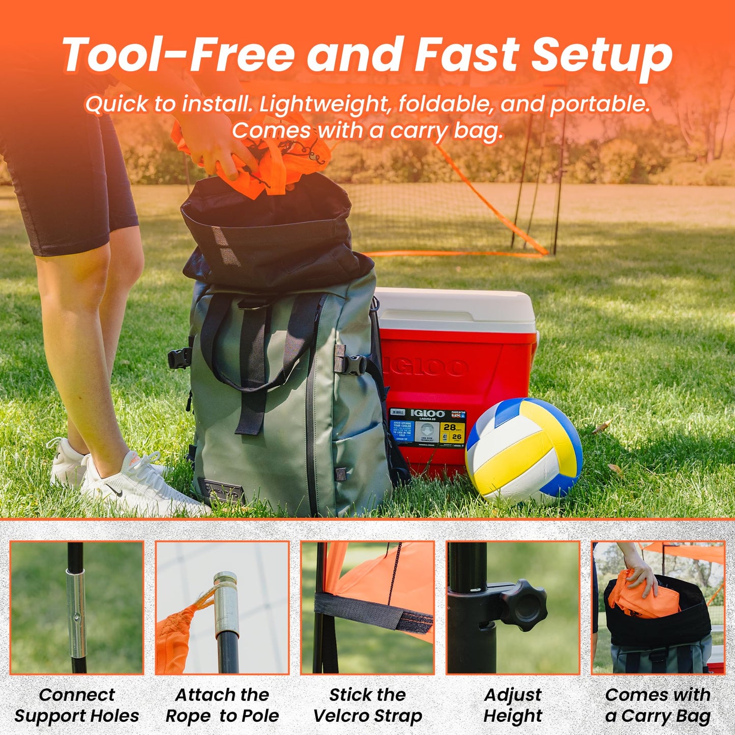 LBH® - Volleyball net for Backyard, Volleyball Training Equipment Outdoor & Indoor, Volleyball Practice Net, Trainer Equipment for Kids and Adult, Hitting Trainer nets rebounder