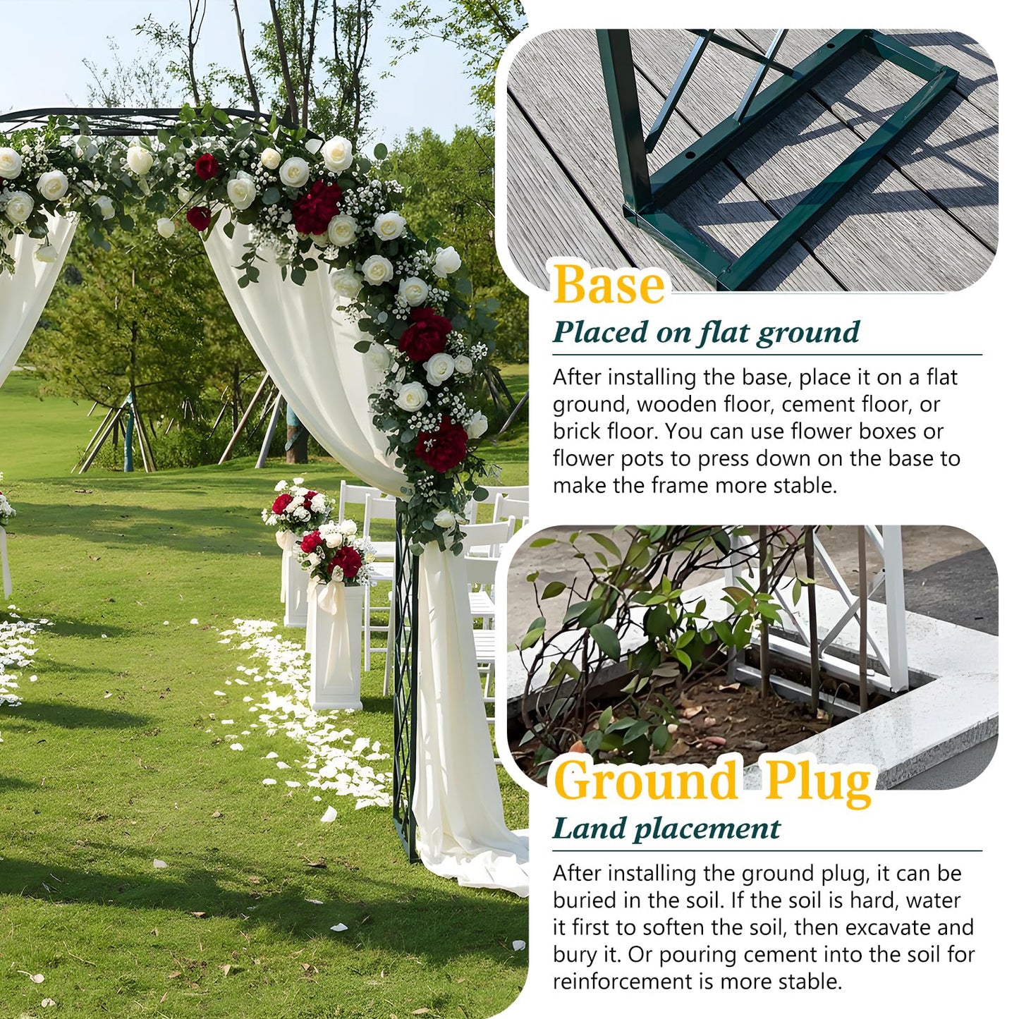 Garden Arch Trellis for Climbing Plants Outdoor Metal Garden Trellis Wide Sturdy Garden Arbor Arches Backdrop Stand for Lawn, Party, Ceremony, Wedding, Decoration Brown 55.1''×15.7''×H90.6''