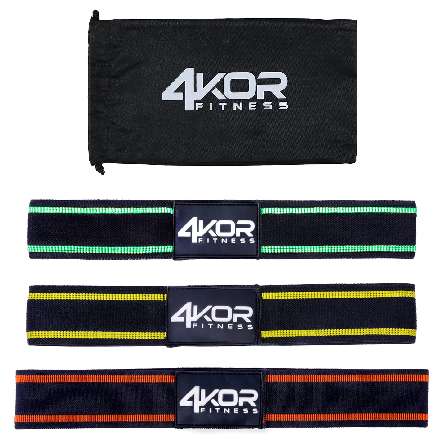 4KOR Resistance Fit Bands - Set of 3 | Tone & Lift Glutes, Arms & Legs - Exercise Band for Strength Training, Yoga, Stretching, Barre or Pilates Workout - 3 Levels of Comfortable Resistance