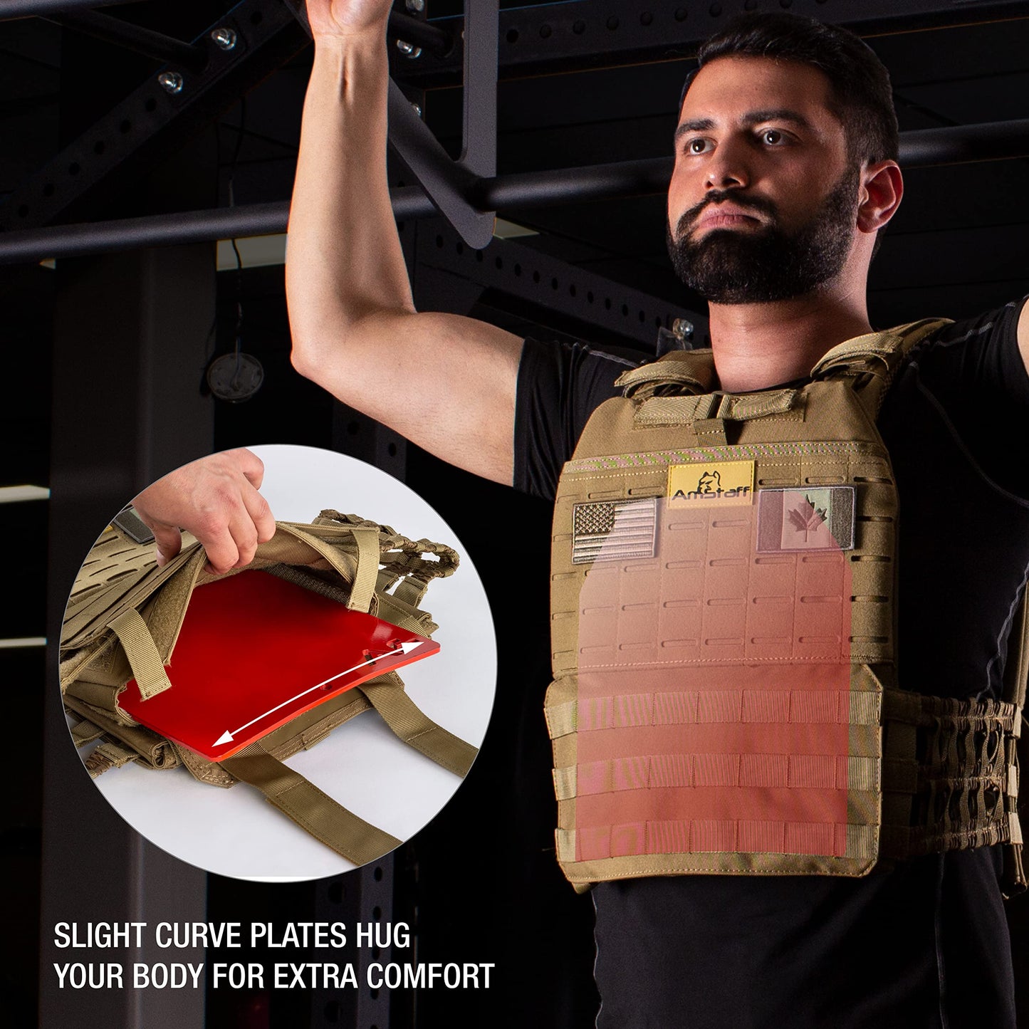AmStaff Fitness Weight Vest Plates for Tactical Weighted Vests – WODs, Workout, Strength and Endurance Training, Running – 3D Curved Ergonomic Design – Available 7LB11LB17LB27LB (7 Pounds