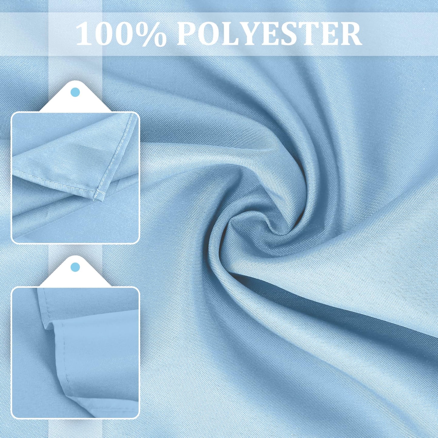 SuperO Set of 120 Cloth Napkins 17 x 17 Inch, Polyester Solid Washable Dinner Napkins with Hemmed Edges,Great for Restaurant, Wedding and Party(Blue Mist)