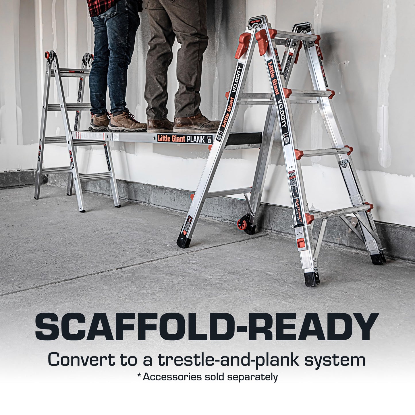 Little Giant Ladder Systems Velocity with Wheels, M17, 17 Ft, Multi-Position Ladder, Aluminum, Type 1A, 300 lbs Weight Rating, (15417-001)