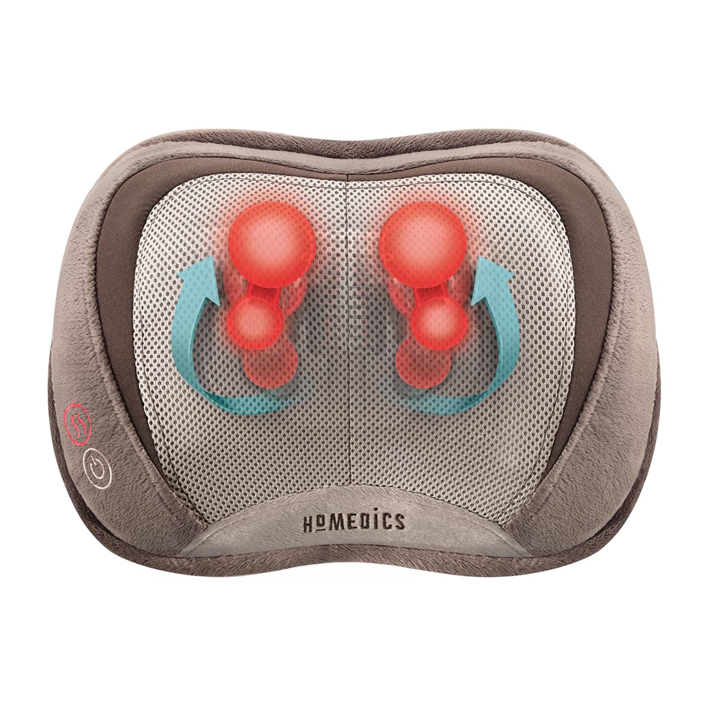 Homedics Shiatsu Back Massager with Heat, 3D Deep Tissue Massage Pillow for Neck & Shoulders, Electric Kneading Lumbar Massager Cushion for Upper & Lower Back Pain Relief, Portable Home Office Travel