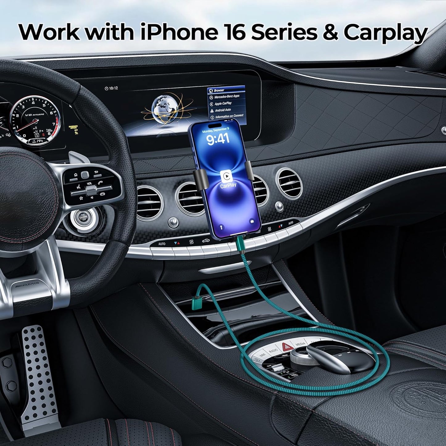 17 16 17e 15 10 4 5,Samsung S26 S25 S24 S23,Green,3Pack 3.3/6.6/10FT(1/2/3M) Basesailor for iPhone Pro Max Charger