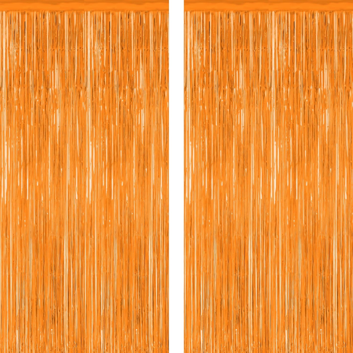 Skiennix 2 Pack Backdrop Curtains - 3.28 FT x 7.05 FT Orange Tinsel Foil Curtains for Parties & Events