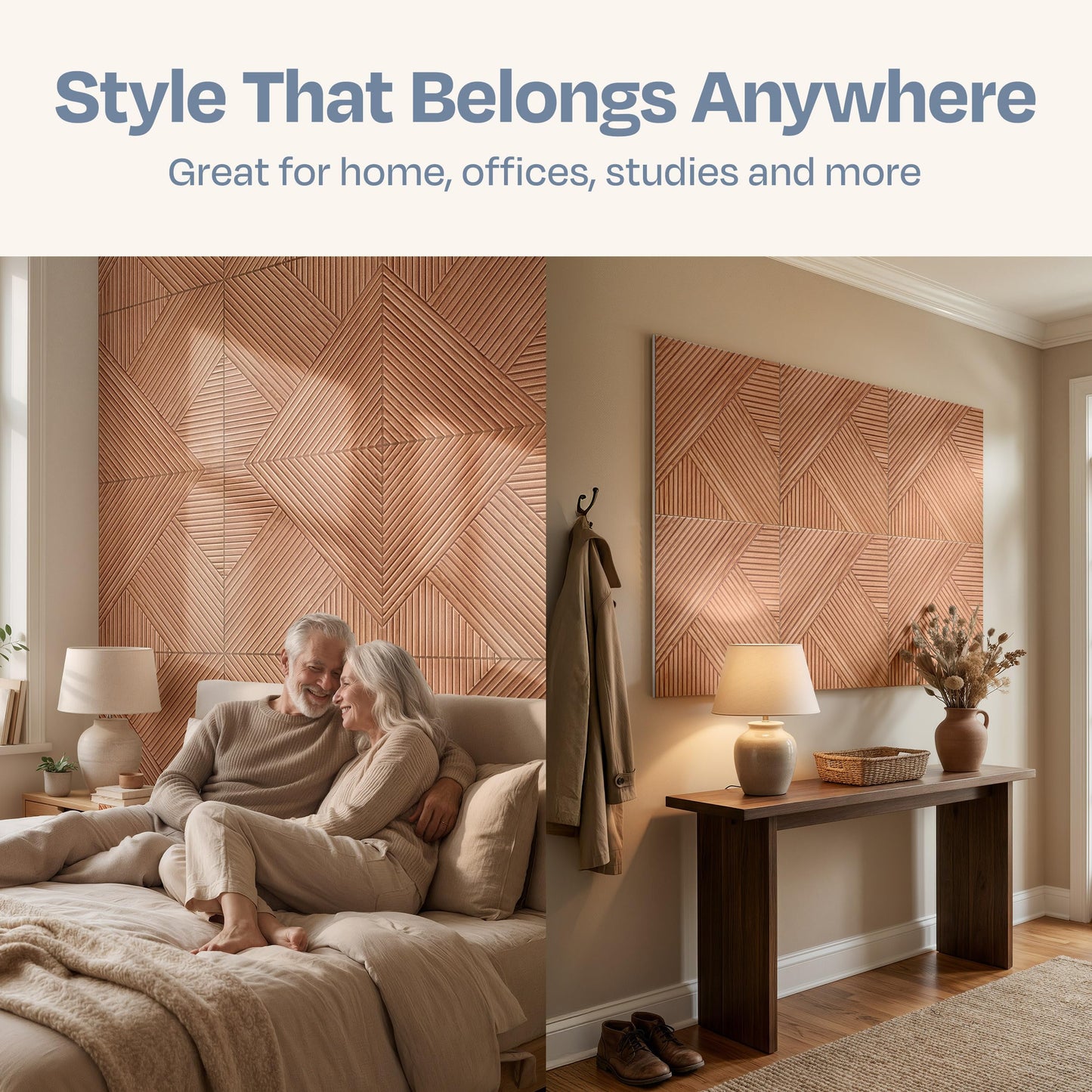 Ekkogo XL Acoustic Wall Panels 6-Pack Decorative Acoustic Panels High Density Sound Absorbing Wall Art 70.86X47.24 Inches with Self-adhesive for Studio Home and Office - Teak Wood Finish