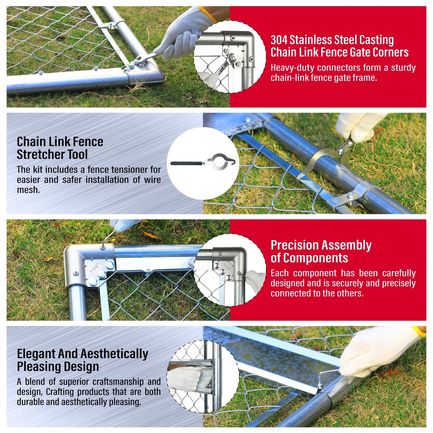 3x3FT(31.5"W x 35.5"H) Heavy Duty Galvanized Steel Chain Link Gate, Durable Outdoor Fence Gate Easy Installation for Backyard丨Garden丨Pet Yard