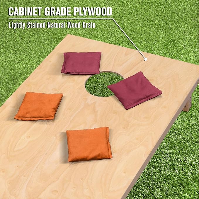 GoSports Regulation Size Wooden Cornhole Set with Natural Wood Finish - Includes Carrying Case