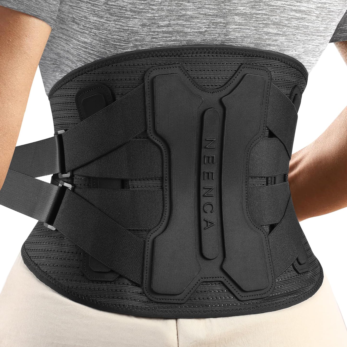 NEENCA Back Brace for Lower Back Pain Relief with Bionic Support System, Lumbar Support Belt for Women&Men with Lumbar Pad, Breathable 3D Knit Fabric for Herniated Disc, Sciatica, Scoliosis... -Black
