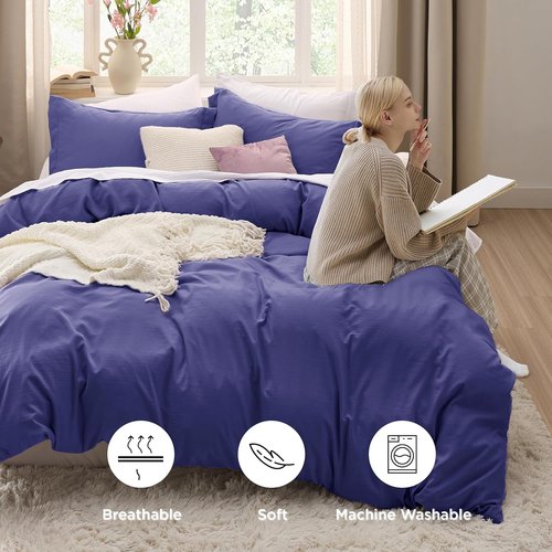 Bedsure Oversized King Duvet Cover Set - Extra Soft Prewashed Cotton-Like Polyester, 3 Pieces, 120''x98'' with Zipper Closure & 2 Pillow Shams