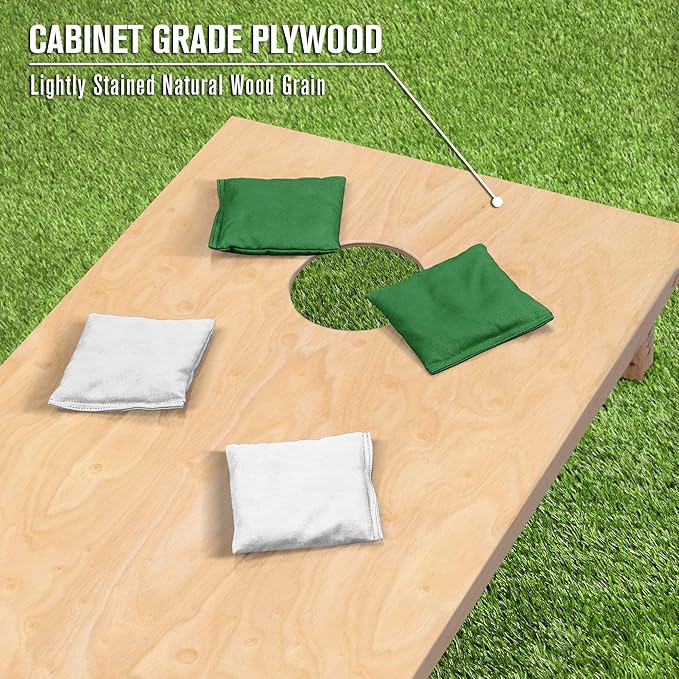 GoSports Regulation Size Wooden Cornhole Set with Natural Wood Finish - Includes Carrying Case