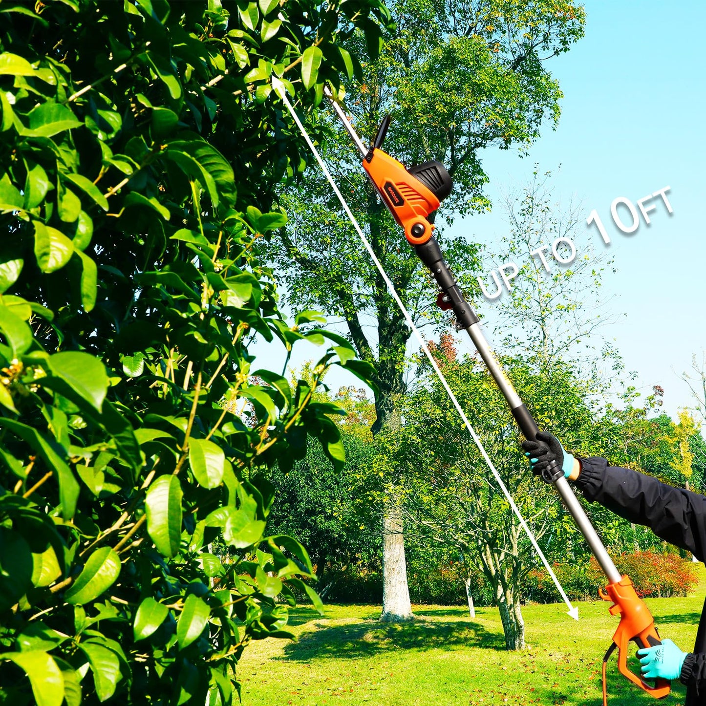 GARCARE Electric Hedge Trimmers, Corded 4.8A Pole Hedge Trimmer with 18 inch Laser Cut Blade