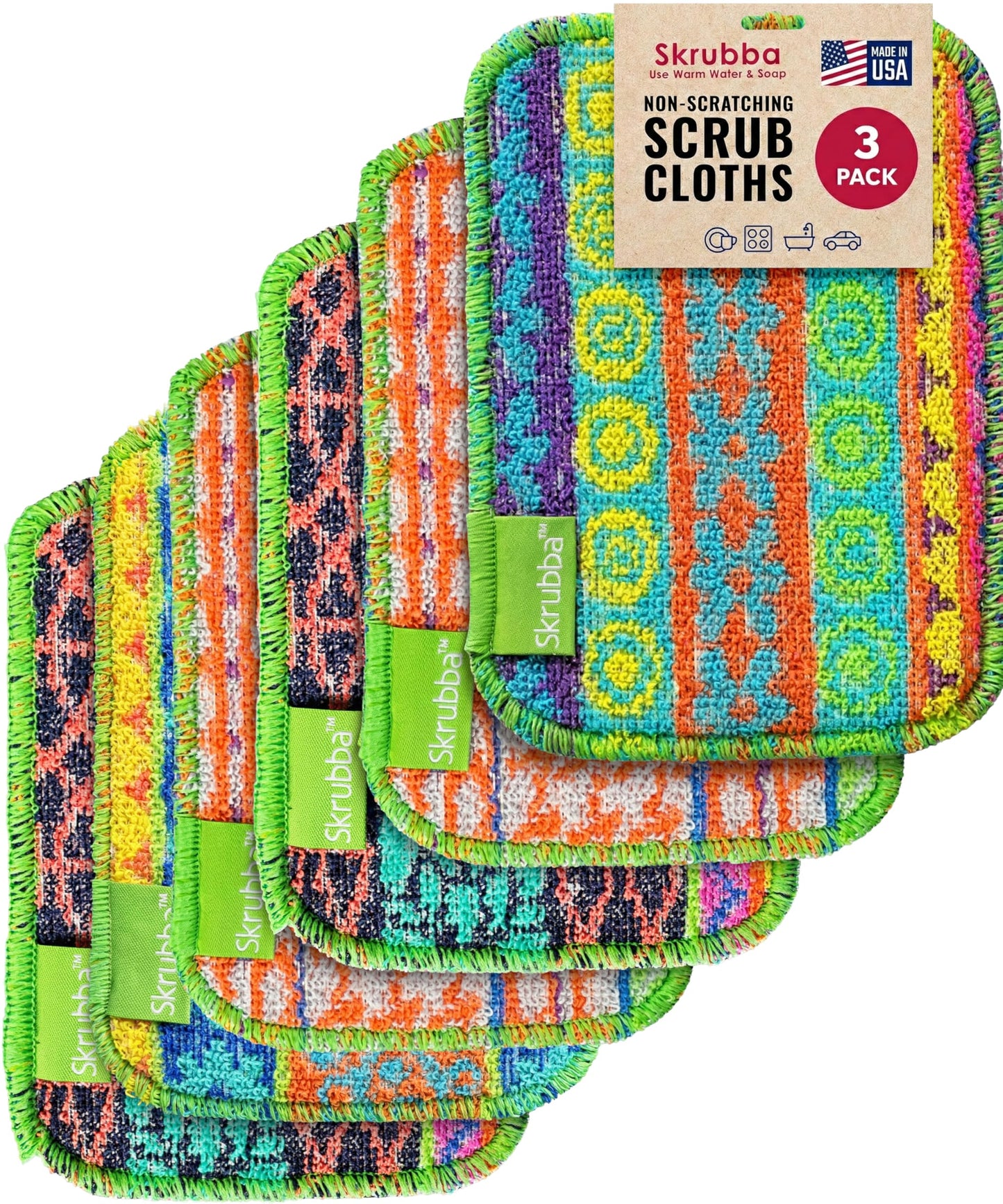 Wet-it! Skrubba 6-Pack Reusable Dish Scrubbers – Non-Scratch Scouring Pads for Kitchen & Household – Eco-Friendly, Dishwasher Safe Scrub Sponges for Dishes, Pots & Pans (Vogue)