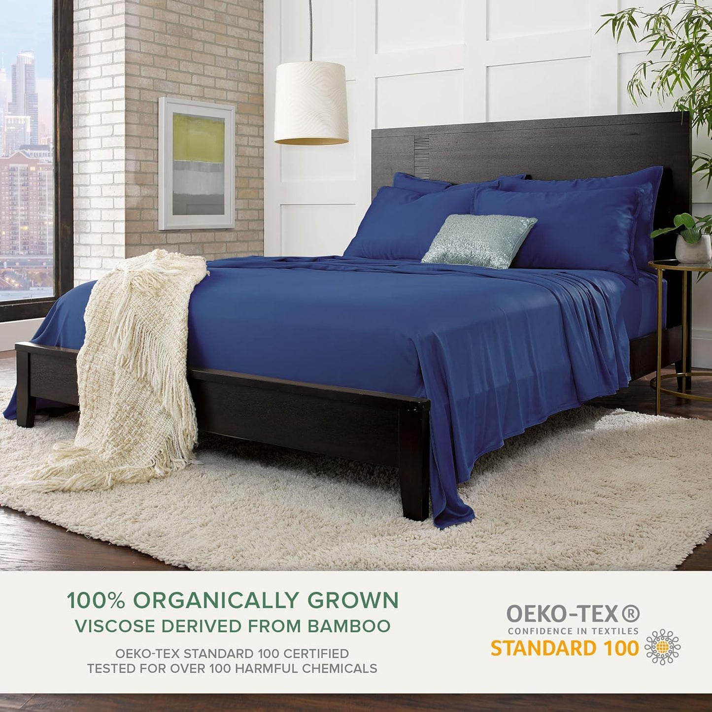 Pure Bamboo Twin Sheets - Luxuriously Soft & Cooling 100% Organic Viscose Bed Set | Cobalt Blue, Double Stitching