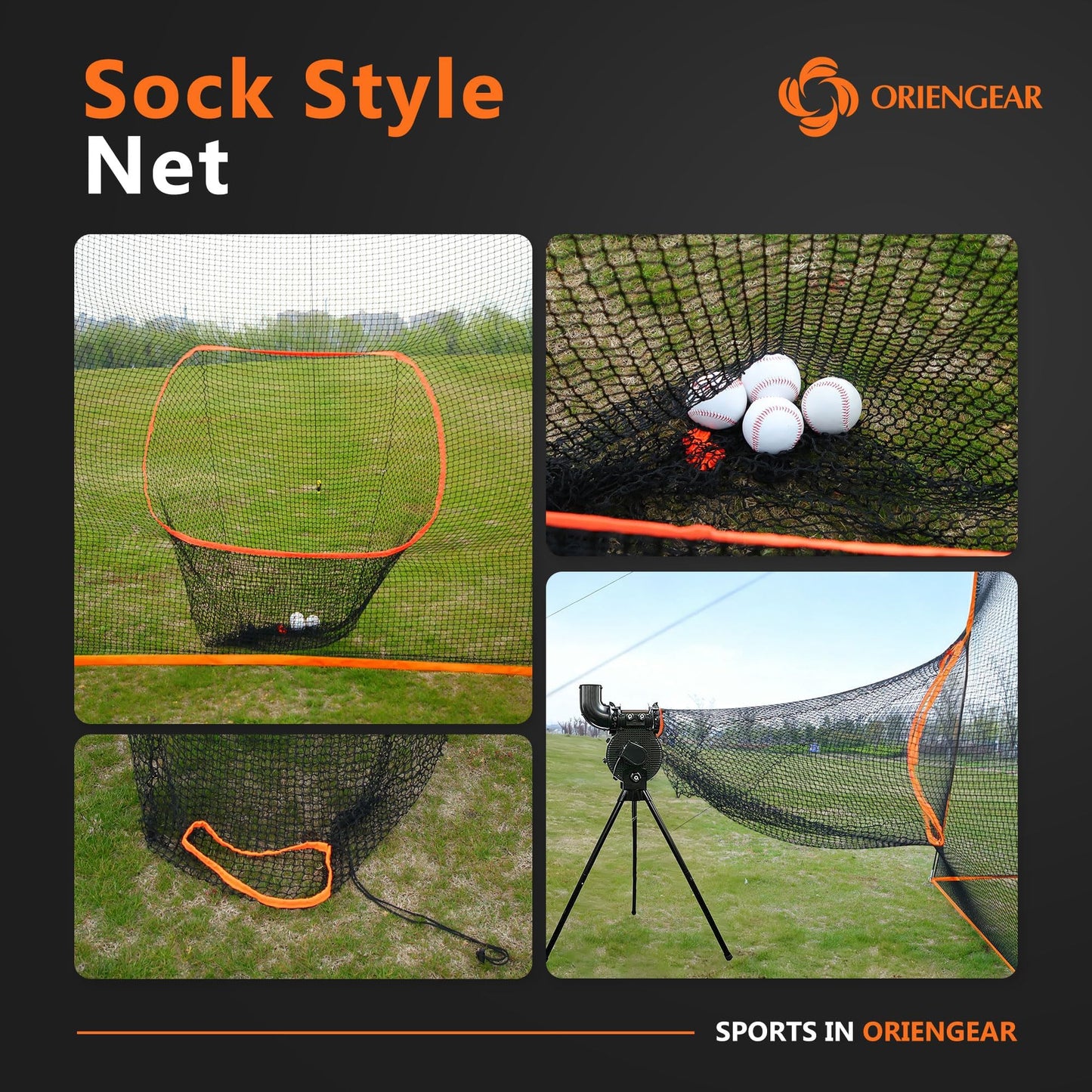 Baseball Batting Cage 30ft for Backyard, Baseball Training Equipment Netting Cages, Golf Softball Baseball Nets for Batting with Frame and Net, Hitting and Pitching Practice, Orange