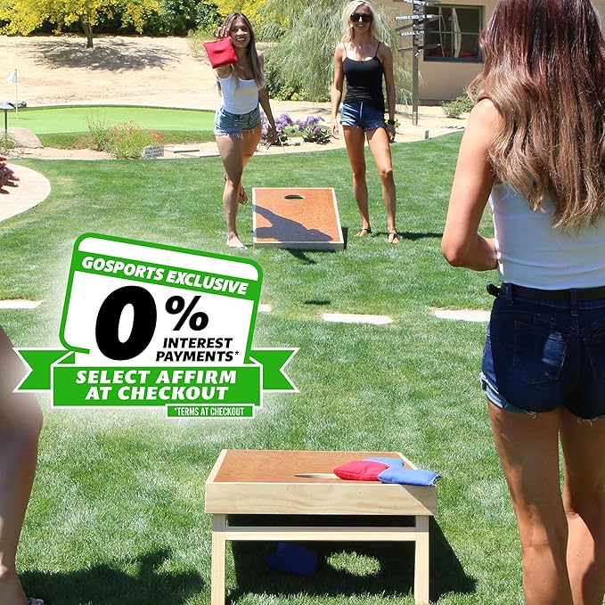 GoSports 4 ft x 2 ft Commercial Grade Cornhole Boards Set - Natural Wood Cornhole Boards, Choose From Different Bean Bag Color Combinations