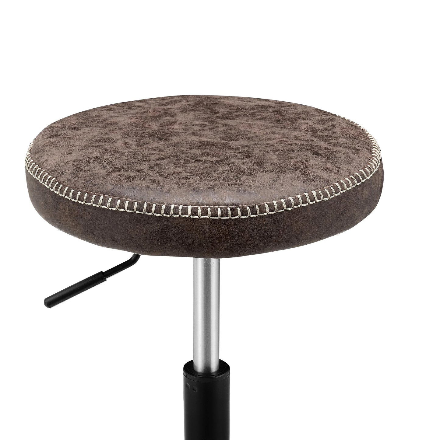 New Pacific Direct Eaton PU Leather Gaslift Backless Swivel Bar Bar & Counter Stools, Vintage Coffee Brown