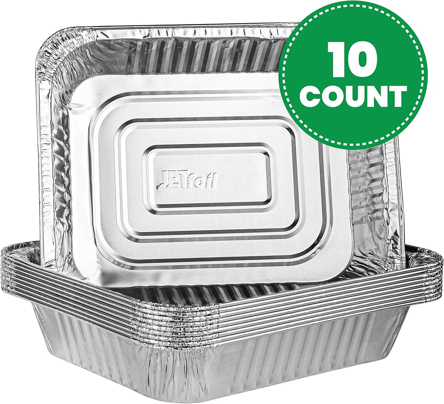 PLASTICPRO Disposable Aluminum Foil Pans - Half Size Deep Bakeware for Cakes & Lasagna | Pack of 10
