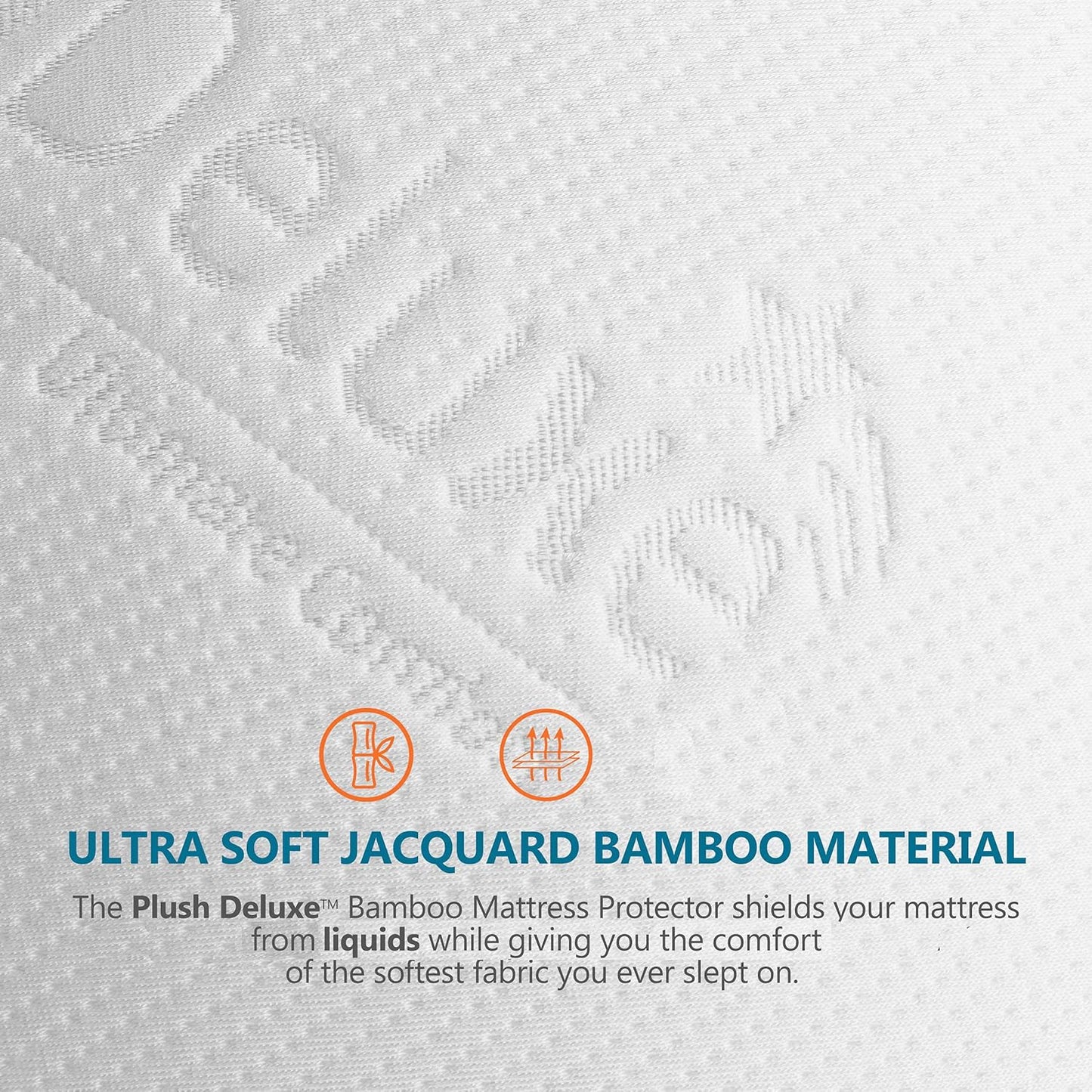 PlushDeluxe Bamboo Mattress Protector - King Size, Waterproof & Ultra Soft for Comfort - White