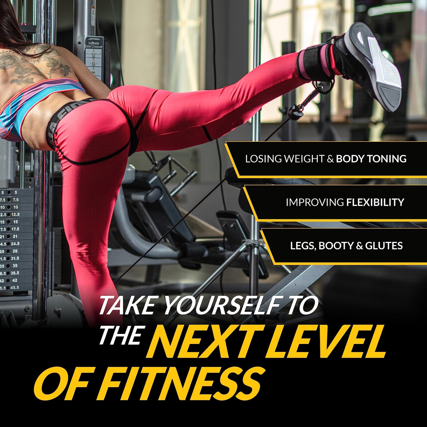 Body Reapers Workout Ankle Straps for Cable Machine Women, Ankle Cuff Cable Attachment, Ankle Clips for Cable Machine, Glute Kick Back Ankle Straps, Glute Workout, Lower Body Exercises - Single