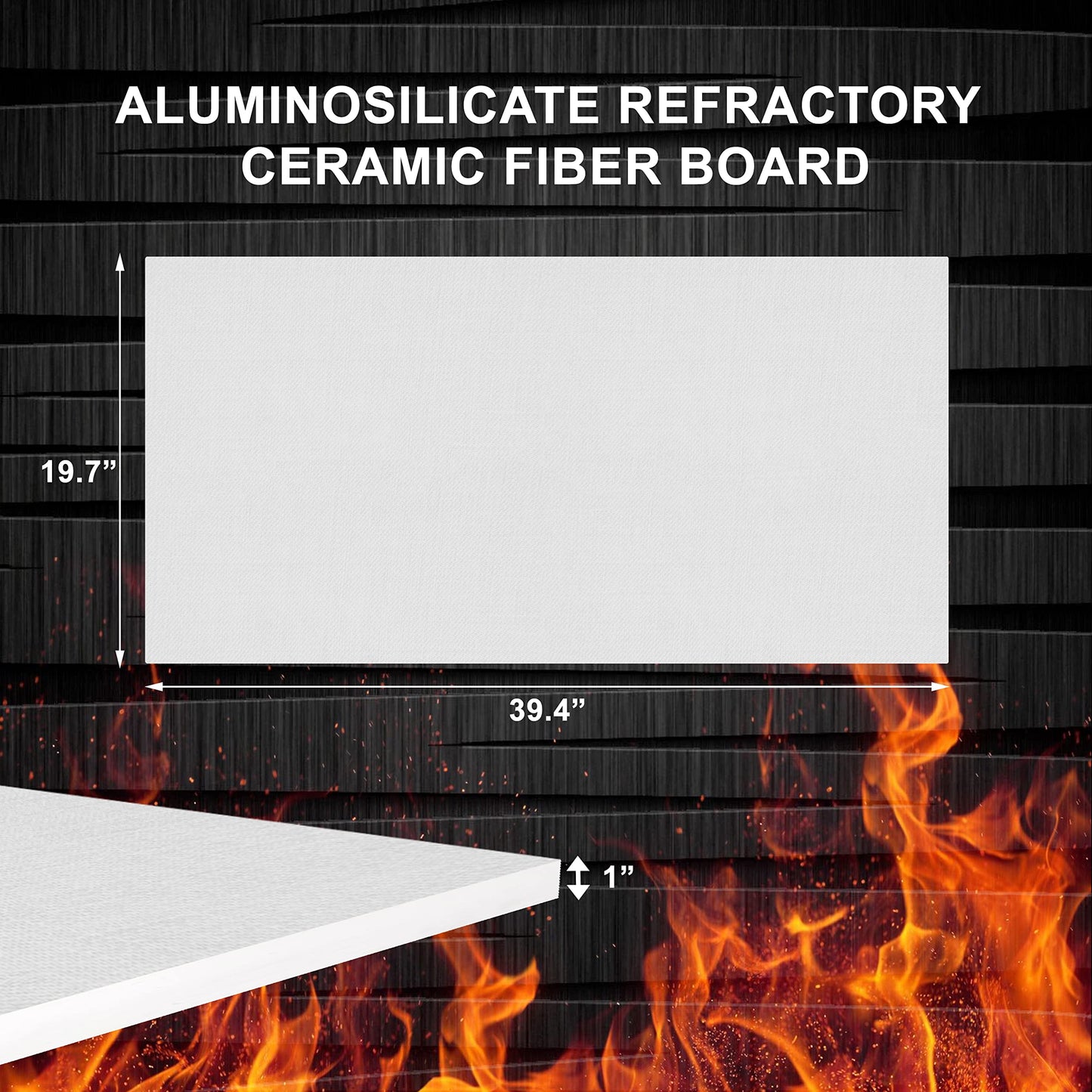 SIMOND STORE Ceramic Fiber Board Insulation - 2300F Rated, 1" x 19.7" x 39.4", Fireproof Insulation Board for Wood Stove, Forge, Boiler, Pizza Oven, Kiln, Furnace, Fireplace, Pack of 1