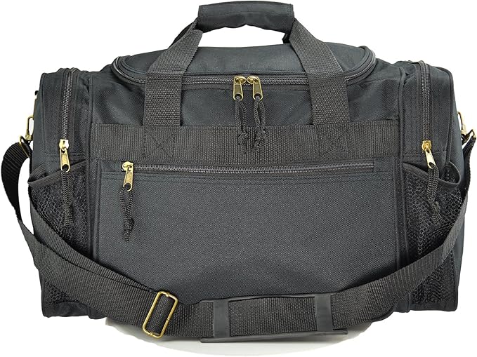 DALIX 17" Duffle Bag Dual Front Mesh Pockets (Black Gold Gray Dark Green Navy Blue Maroon Royal Blue Orange Pink Purple Red White
