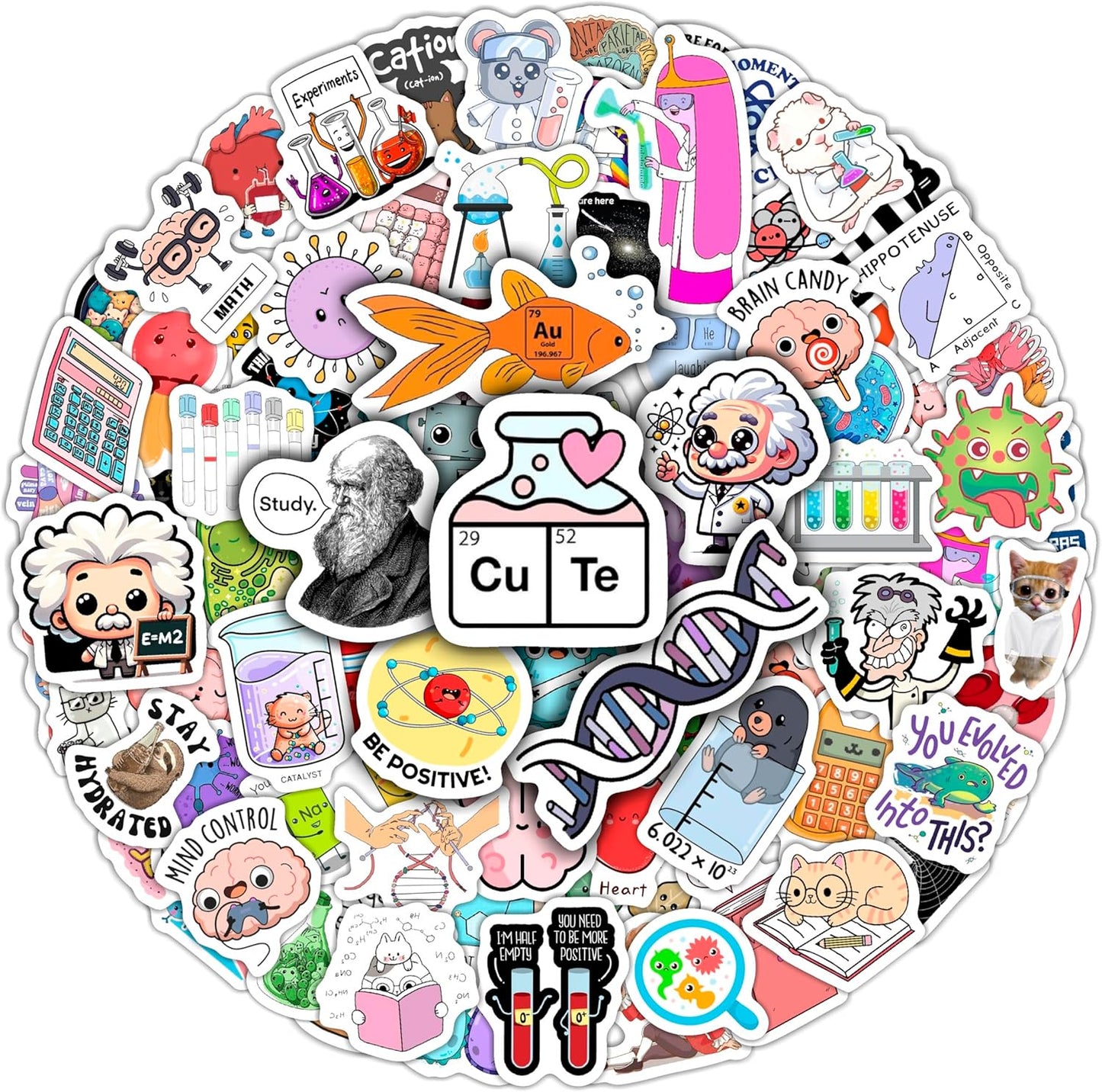 BulbaCraft 100Pcs Science Stickers for Students - Science Class Room Decor, Waterproof Vinyl Decals, Gifts for Women