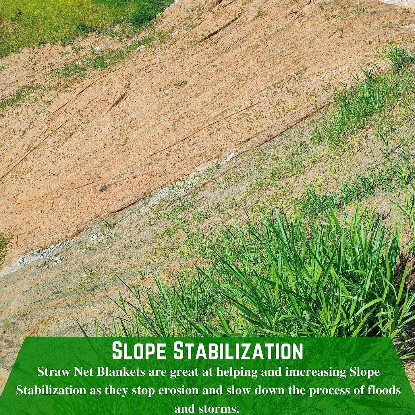 Farm Plastic Supply - Erosion Control Blanket - Straw Garden and Landscape Cover, Erosion Control Blanket, Straw Blanket, Erosion Control, Mulch, Slope Stabilizer, and Seed Protector (8' x 112.5')